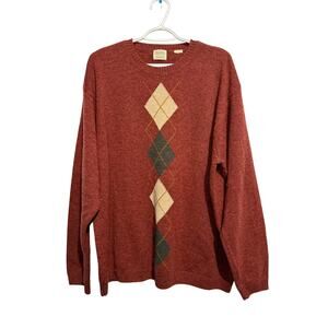 St Johns Bay washable lambswool argyle crew neck‎ sweater mens 2X vintage preppy
